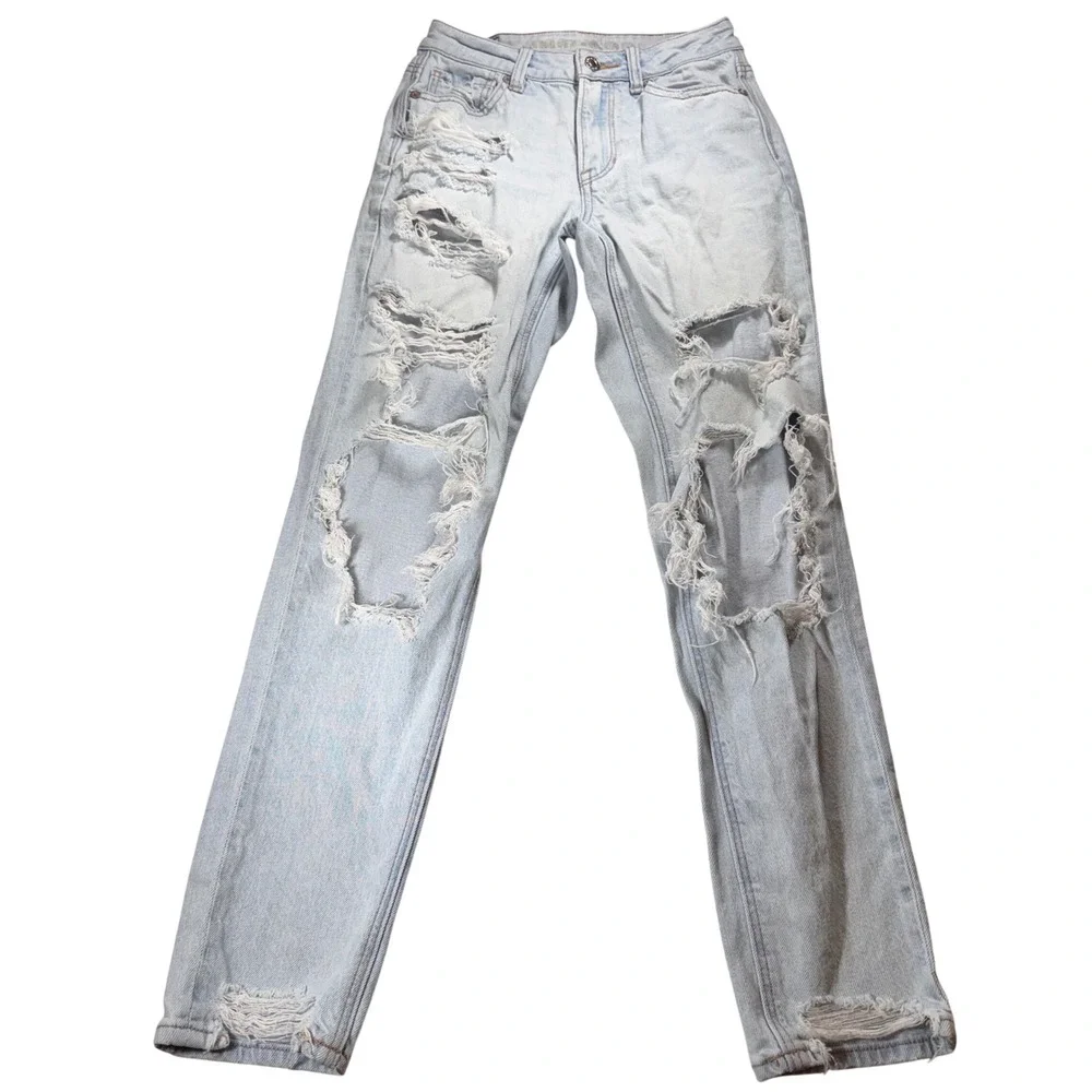 American Eagle Outfitters Womens‎ Size 00 Strigid Distressed Light Wash Jeans